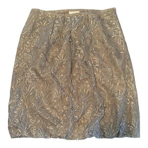 NWT Loft Bubble Hem Shimmer Lace Skirt, Silver, Size 8